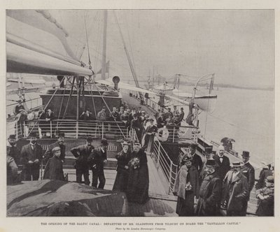 La apertura del Canal Báltico, salida del Sr. Gladstone de Tilbury a bordo del "Tantallon Castle" de English School
