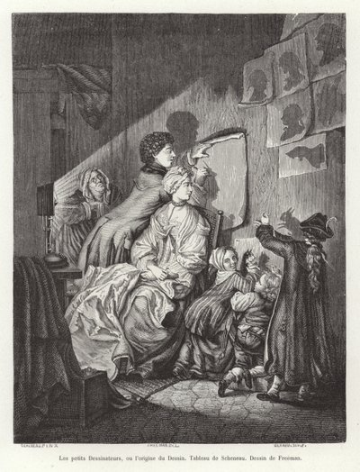 El origen de la pintura: una familia haciendo sombras chinas de English School