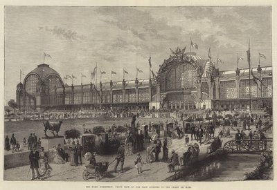 La Exposición de París, Vista Frontal del Edificio Principal en el Champ de Mars (grabado) de English School