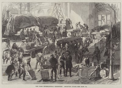 La Exposición Internacional de París, recepción de mercancías (grabado) de English School