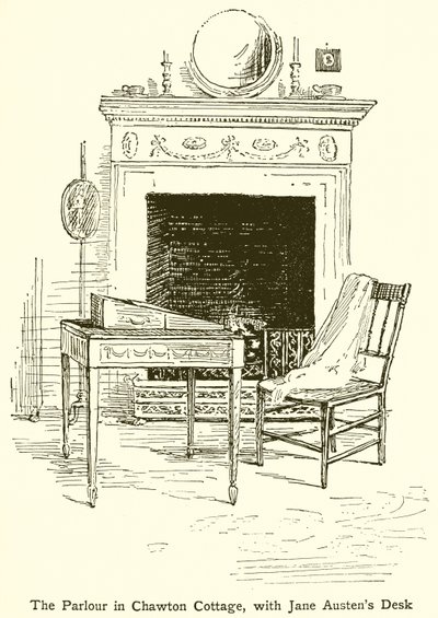 El Salón en Chawton Cottage, con el Escritorio de Jane Austen de English School