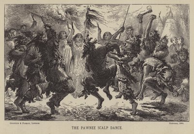 La danza del cuero cabelludo Pawnee (grabado) de English School