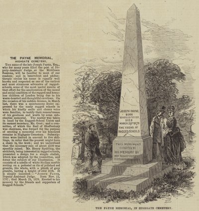 El monumento a Payne, en el cementerio de Highgate (grabado) de English School