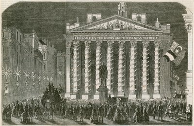 Las iluminaciones de la Paz en el Royal Exchange, Londres, 29 de mayo de 1856 de English School