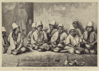 La hambruna persa, niños en el orfanato de Shiraz de English School