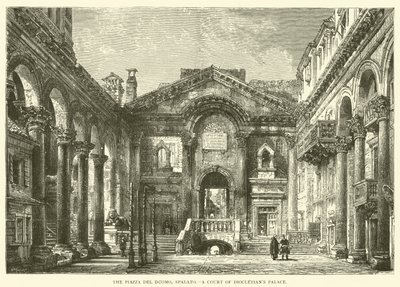 Plaza del Duomo, Spalato, Patio del Palacio de Diocleciano (grabado) de English School