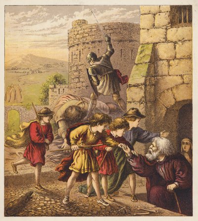 Los niños peregrinos (litografía en color) de English School