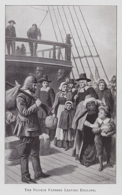 Los padres peregrinos dejando Inglaterra de English School