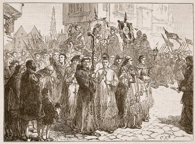 La Peregrinación de Gracia en 1536, ilustración de Cassells Illustrated History of England de English School