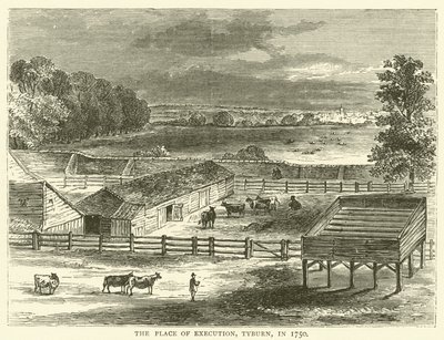 El Lugar de la Ejecución, Tyburn, en 1750 de English School