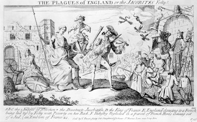 Las Plagas de Inglaterra, o la Locura de los Jacobitas, 1745 de English School