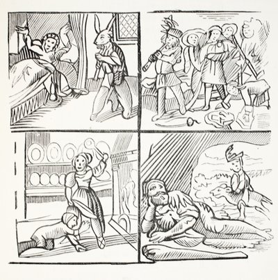 La historia agradable de Jack Horner, ilustración de Chap-books del siglo XVIII de John Ashton, pub. 1882 de English School
