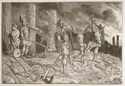 El arado pasando sobre el sitio de Cartago de English School