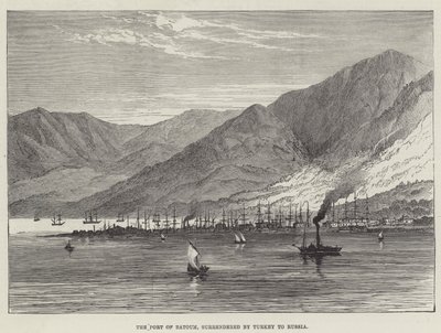 El puerto de Batoum, entregado por Turquía a Rusia (grabado) de English School