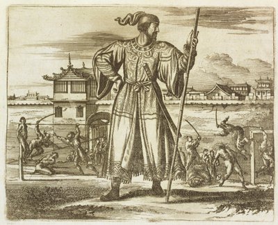 El Primer General del Ejército Chino, ilustración de una descripción de Embajadas a China, 1690 de English School