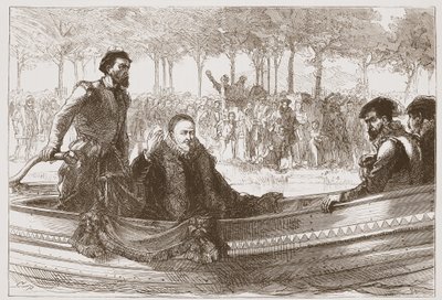 El Príncipe de Orange en su barcaza camino a Bruselas, ilustración de La Historia del Protestantismo de James Aitken Wylie (1808-1890), pub. 1878 de English School