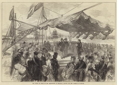 El Príncipe de Gales en el rompeolas de Holyhead, inaugurando el nuevo puerto de refugio de English School