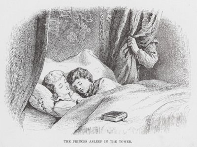 Los príncipes dormidos en la torre (grabado) de English School