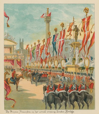 La princesa Alexandra a su llegada cruzando el puente de Londres de English School