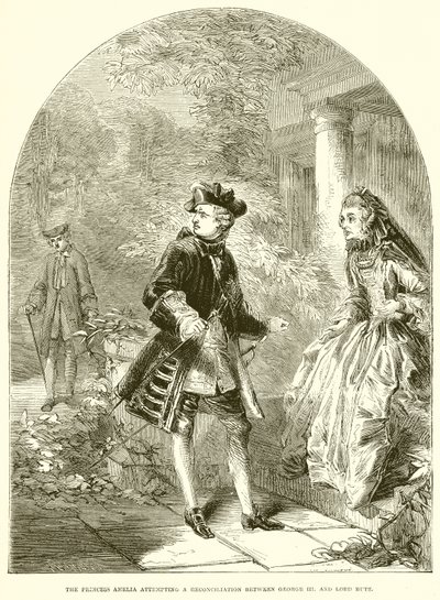 La Princesa Amelia intentando una reconciliación entre Jorge III y Lord Bute de English School