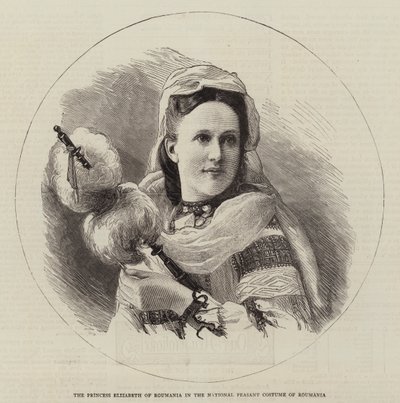 La Princesa Isabel de Rumania con el Traje Nacional de Campesina de Rumania (grabado) de English School