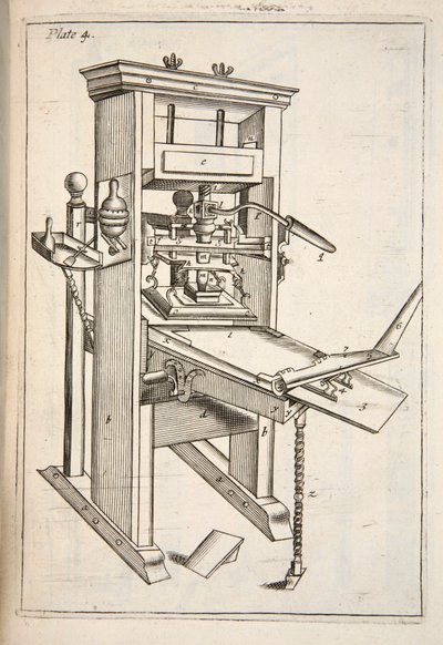 La imprenta, pub. 1683 grabado de English School