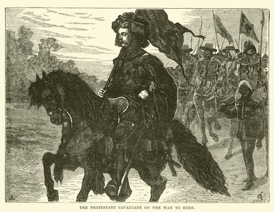 La Cabalgata Protestante en Camino a Berna (grabado) de English School