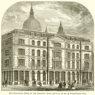 El depósito de publicaciones de la Sociedad de Tractos Religiosos, en no. 56 Paternoster Row de English School