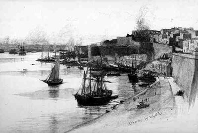 Los muelles del Gran Puerto, Valetta, Malta, de 