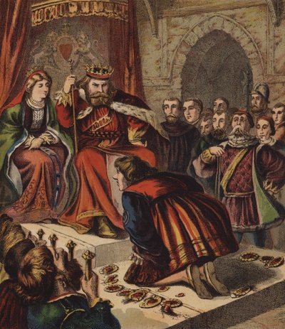 La reina de corazones, hizo algunas tartas (litografia de color) de English School