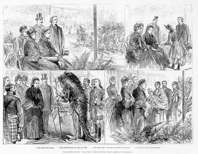 La reina en el espectáculo del Lejano Oeste de la Gran Exposición Americana, 1887 de English School
