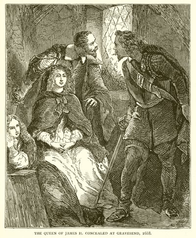 La reina de Jacobo II oculta en Gravesend, 1688 de English School