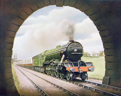 La Reina de Escocia del Ferrocarril del Noreste, ilustración de The Wonder Book of Railways, decimocuarta edición editada por Harry Golding, 1929 de English School