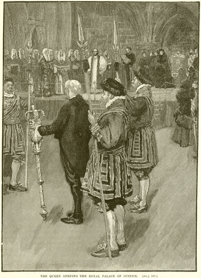 La Reina inaugurando el Palacio Real de Justicia de English School