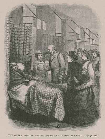 La Reina visitando las salas del Hospital de Londres de English School