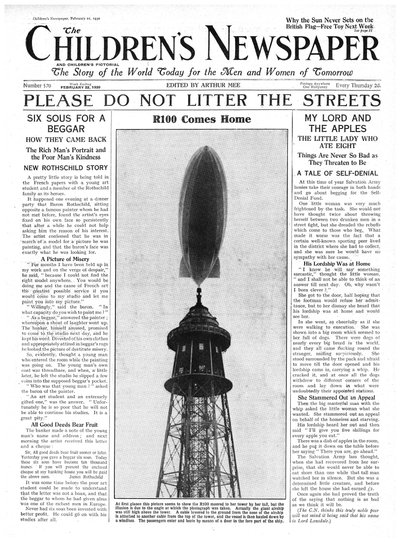 El dirigible R100 regresa a casa, portada de 