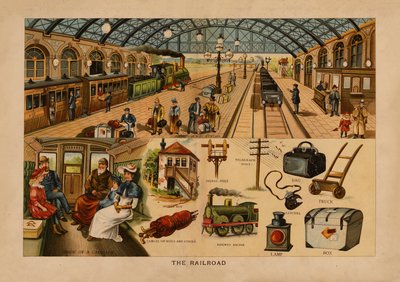 El ferrocarril (litografía en color) de English School