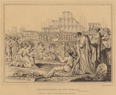 La reconstrucción del Templo, Esdras (grabado) de English School