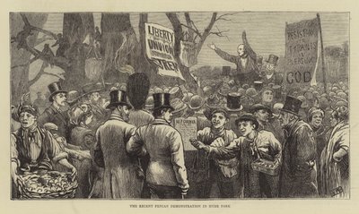 La Reciente Manifestación Feniana en Hyde Park (grabado) de English School