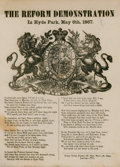 La Manifestación por la Reforma en Hyde Park, 6 de mayo de 1867 de English School