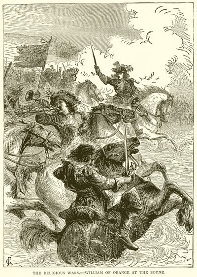 Las guerras religiosas.--Guillermo de Orange en el Boyne de English School