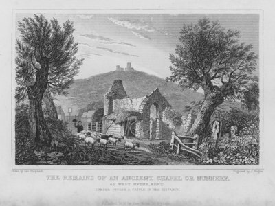 Restos de una antigua capilla o convento en West Hythe, Kent (grabado) de English School