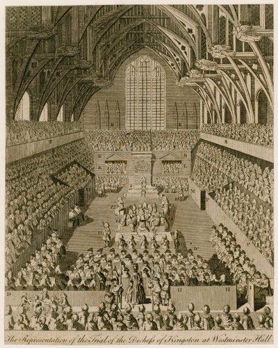 La Representación del Juicio de la Duquesa de Kingston en Westminster Hall de English School