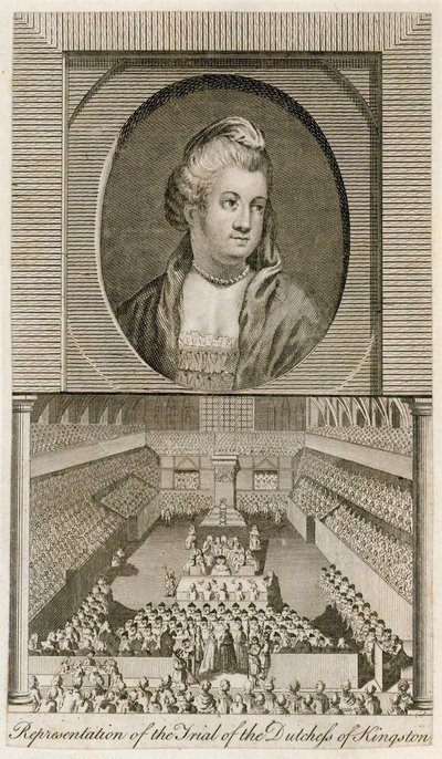La Representación del Juicio de la Duquesa de Kingston en Westminster Hall de English School