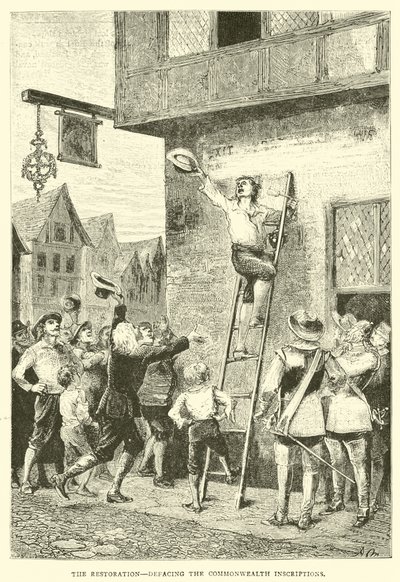 La Restauración, desfigurando las inscripciones de la Commonwealth de English School
