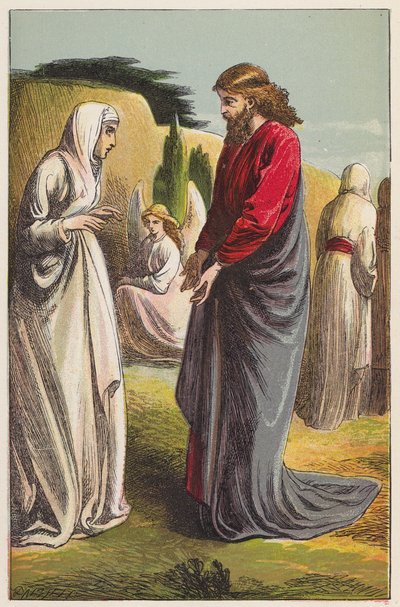 La Resurrección y la Vida (litografía en color) de English School