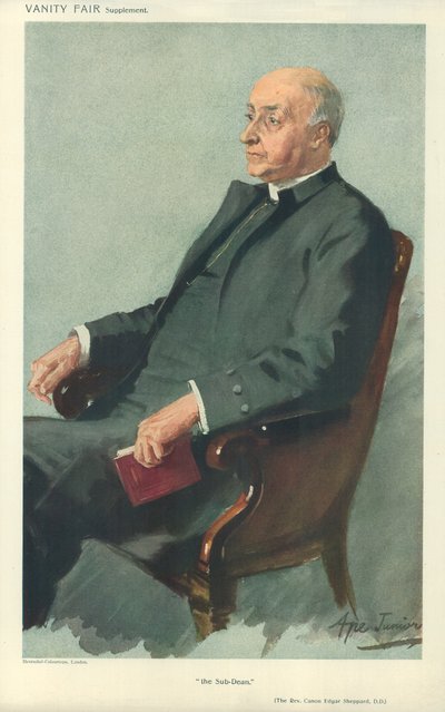 El Reverendo Canónigo Edgar Sheppard, El sub-deán, 12 de abril de 1911, caricatura de Vanity Fair de English School