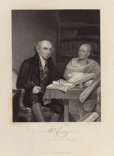 El reverendo W Carey y su pandit brahmán de English School