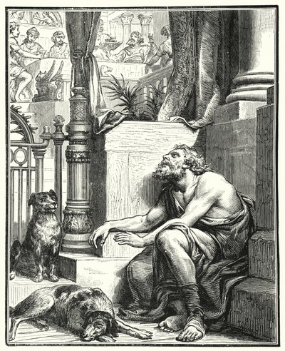 El rico y Lázaro (grabado) de English School