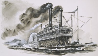 El Robert E Lee lidera al Natchez en su famosa carrera por el río Mississippi de English School